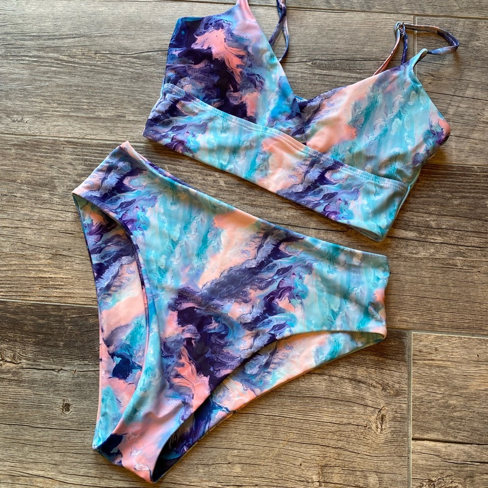SHEIN Multicolor Abstract Bikini